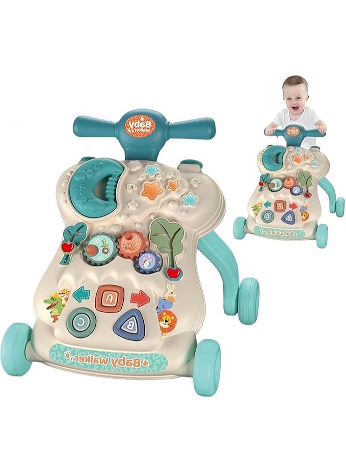 أجريون 3 في 1 مشاية أطفال 3 في 1 للبنات والأولاد مشاية للجلوس والوقوف، مركز أنشطة تعليمية مع لوحة لعب قابلة للإزالة تصميم ألعاب مشي للأطفال الرضع والبنات (أخضر) - Image 1